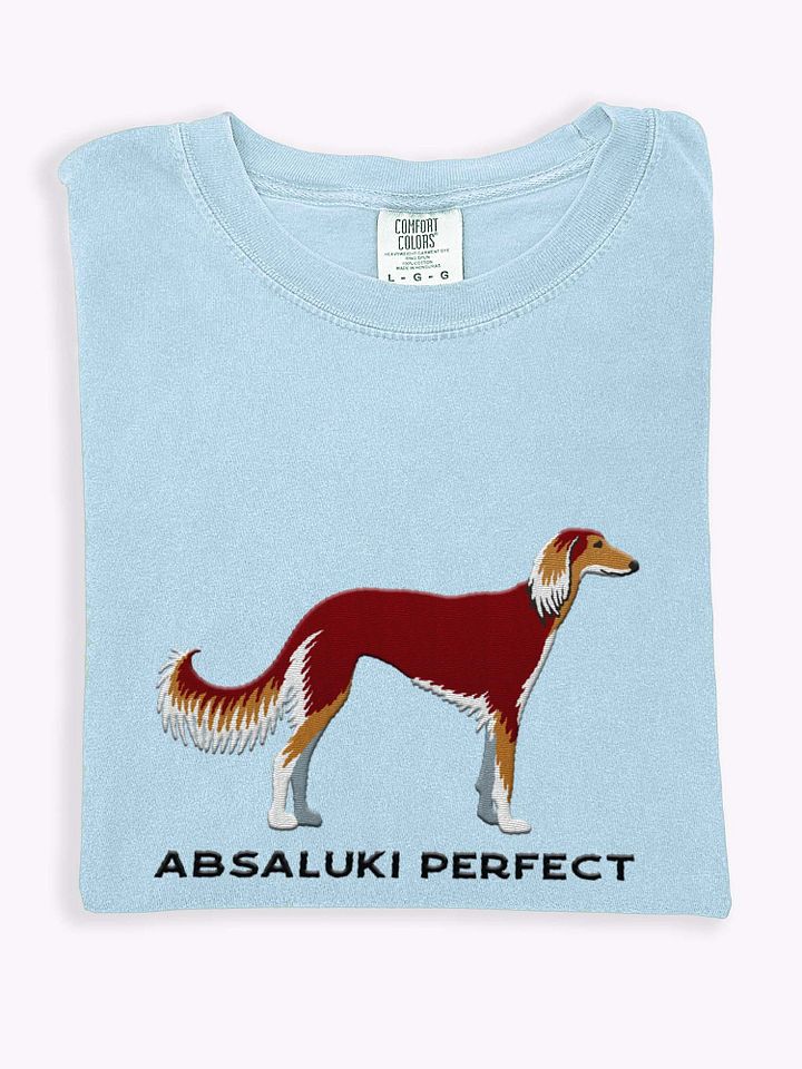 Absaluki Perfect T-Shirt(Embroidered) of a Saluki(Red Tricolor) product image (1)