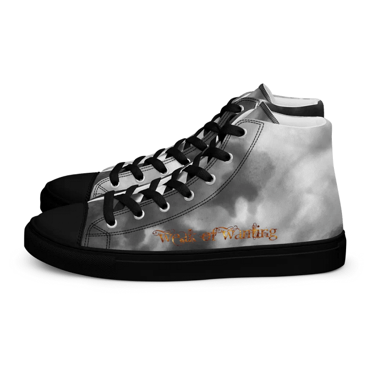 Weak Of Wanting Men's High Top Canvas Fire Logo Grey Sky Shoes product image (1)
