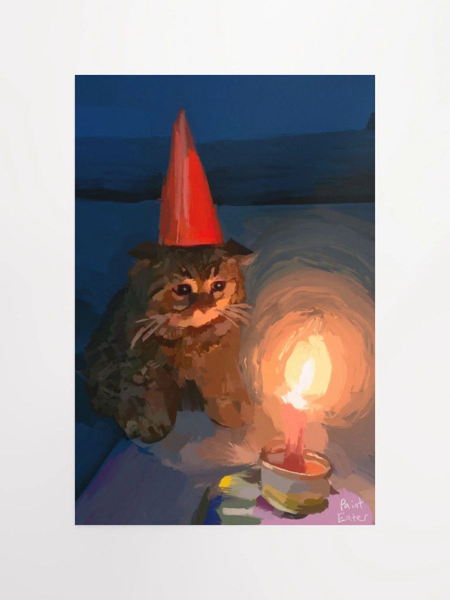 Sad Birthday Cat Painting Print product image (4)