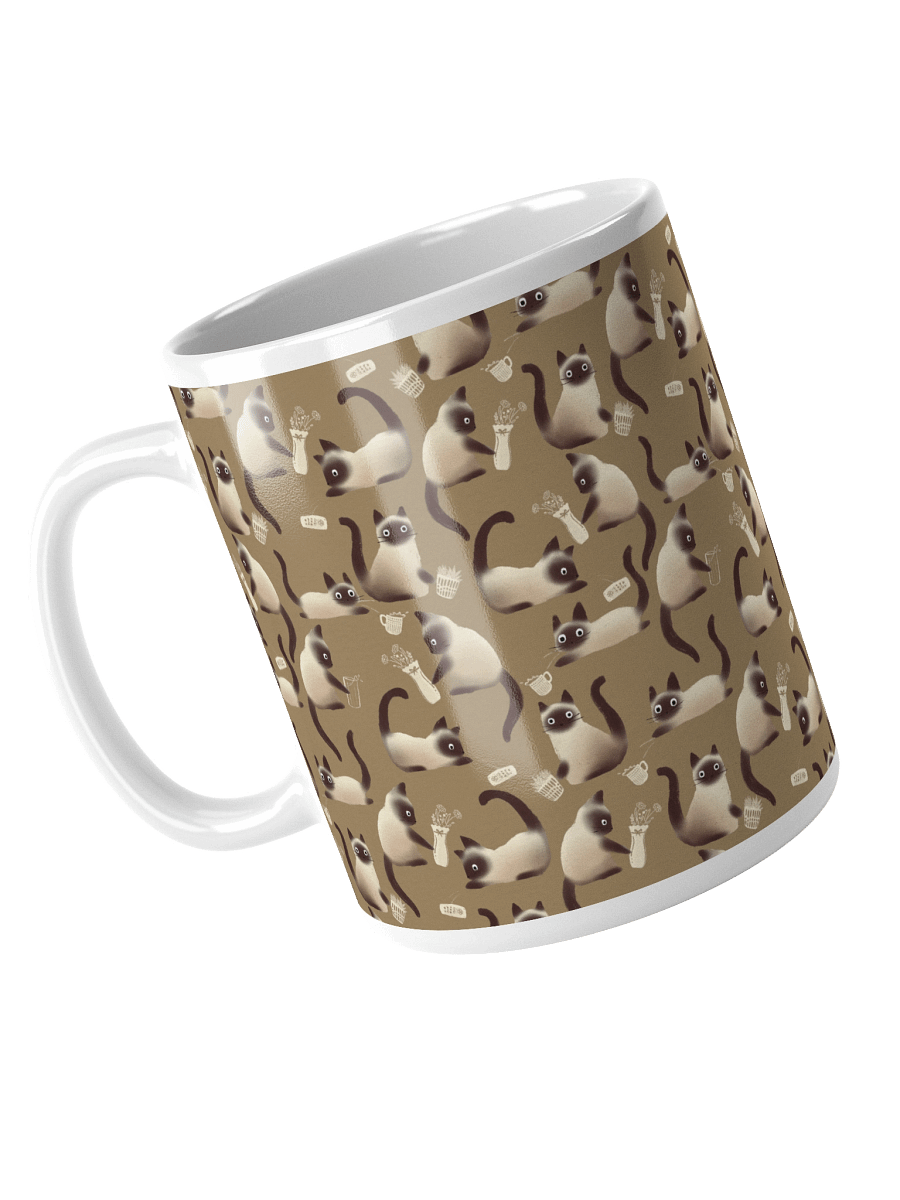Bad Siamese Cats Knocking Stuff Over Mug, Brown product image (9)