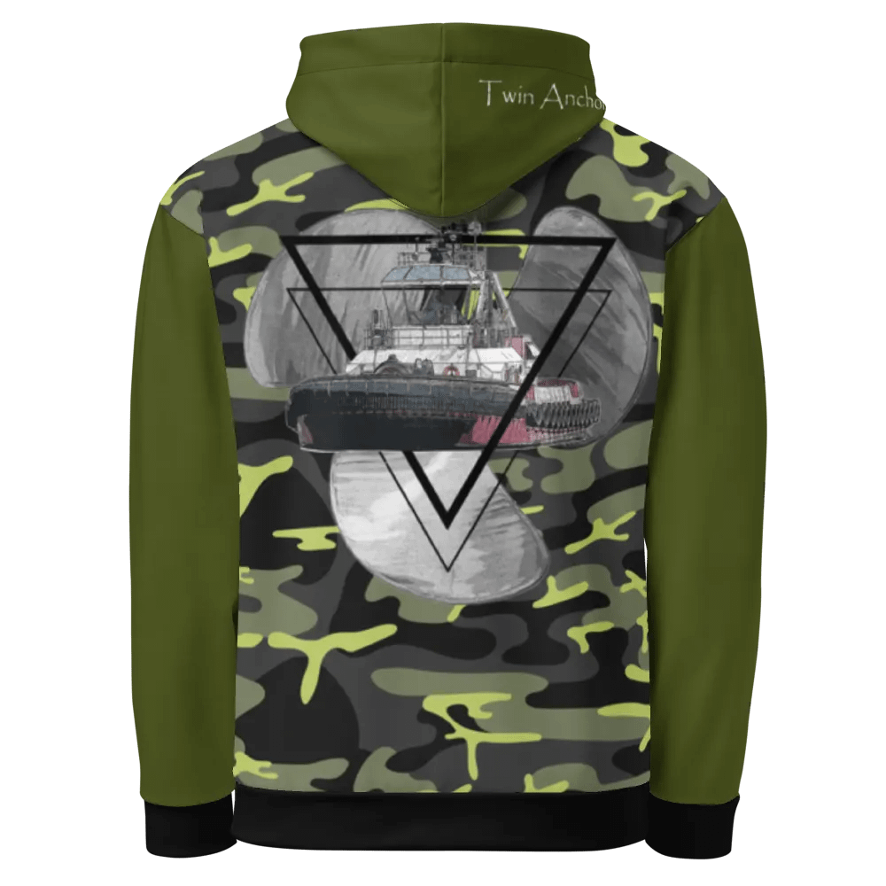 Green & Camouflage Three blade prop triangle Athena tug Hoodie product image (4)