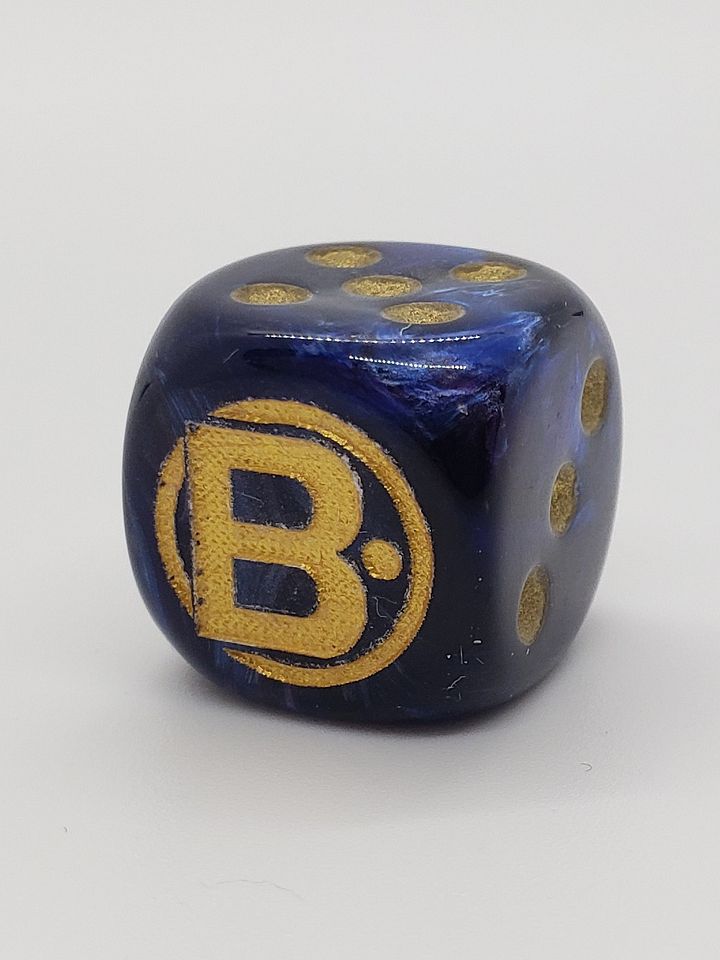 B-Dot Logo Dice - Marbleized Blue D6 product image (1)