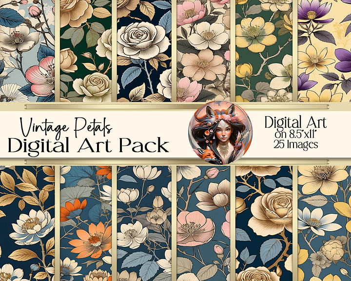 Vintage Petals Digital Art product image (1)