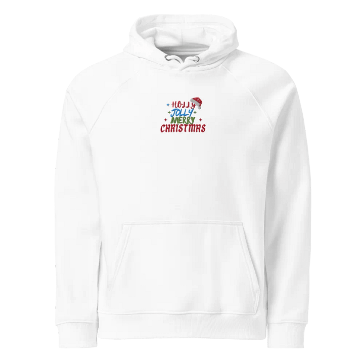 Embroidered "Holly Jolly Merry Christmas" Eco Raglan Hoodie product image (1)