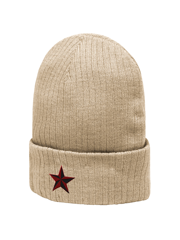 Ribbed Beanie with North Korean Red Star – Bold and Iconic Winter Wear product image (1)