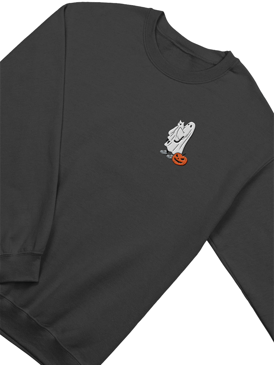 Embroidered Ghost Cat Pumpkin Sweatshirt, Halloween Sweatshirt, Halloween Crewneck, Ghost Sweater, Spooky Season, Unisex Sweatshirt product image (3)