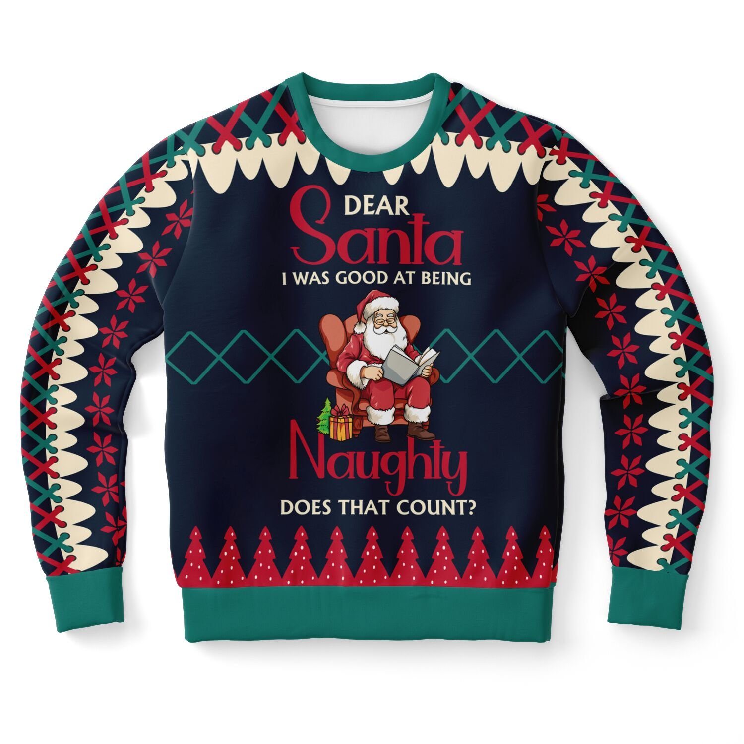 "Dear Santa I Was Good at Being Naughty" Santa Ugly Christmas Sweater | Funny Holiday Party Sweatshirt | Adult Christmas Outfit product image (9)