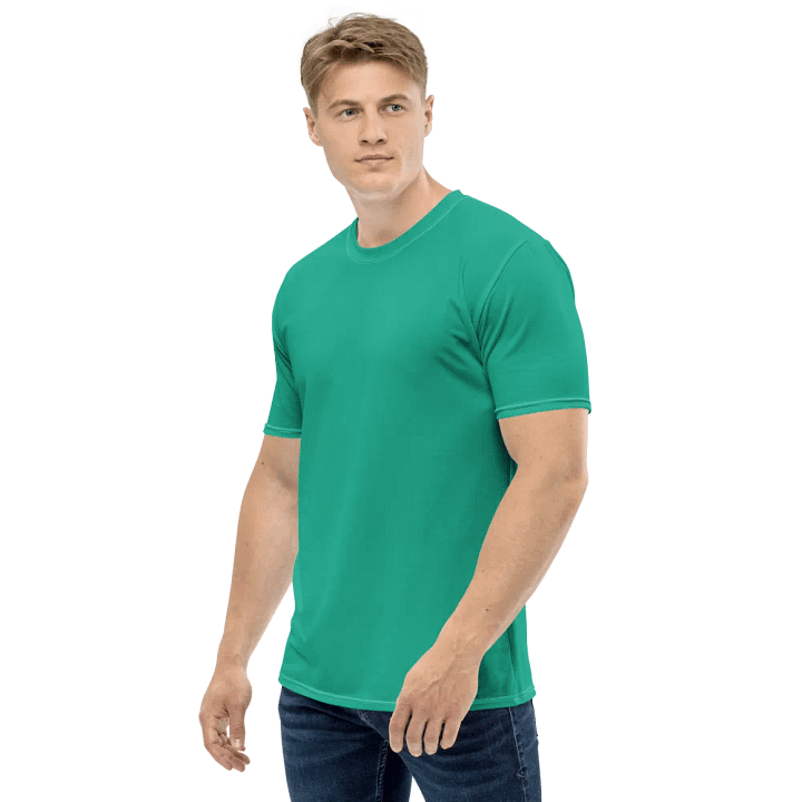 Plain Medium Sea Green Light Summer Men's Crewneck Polyester Heavyweight Premium T-Shirt by Treasure Pie product image (2)
