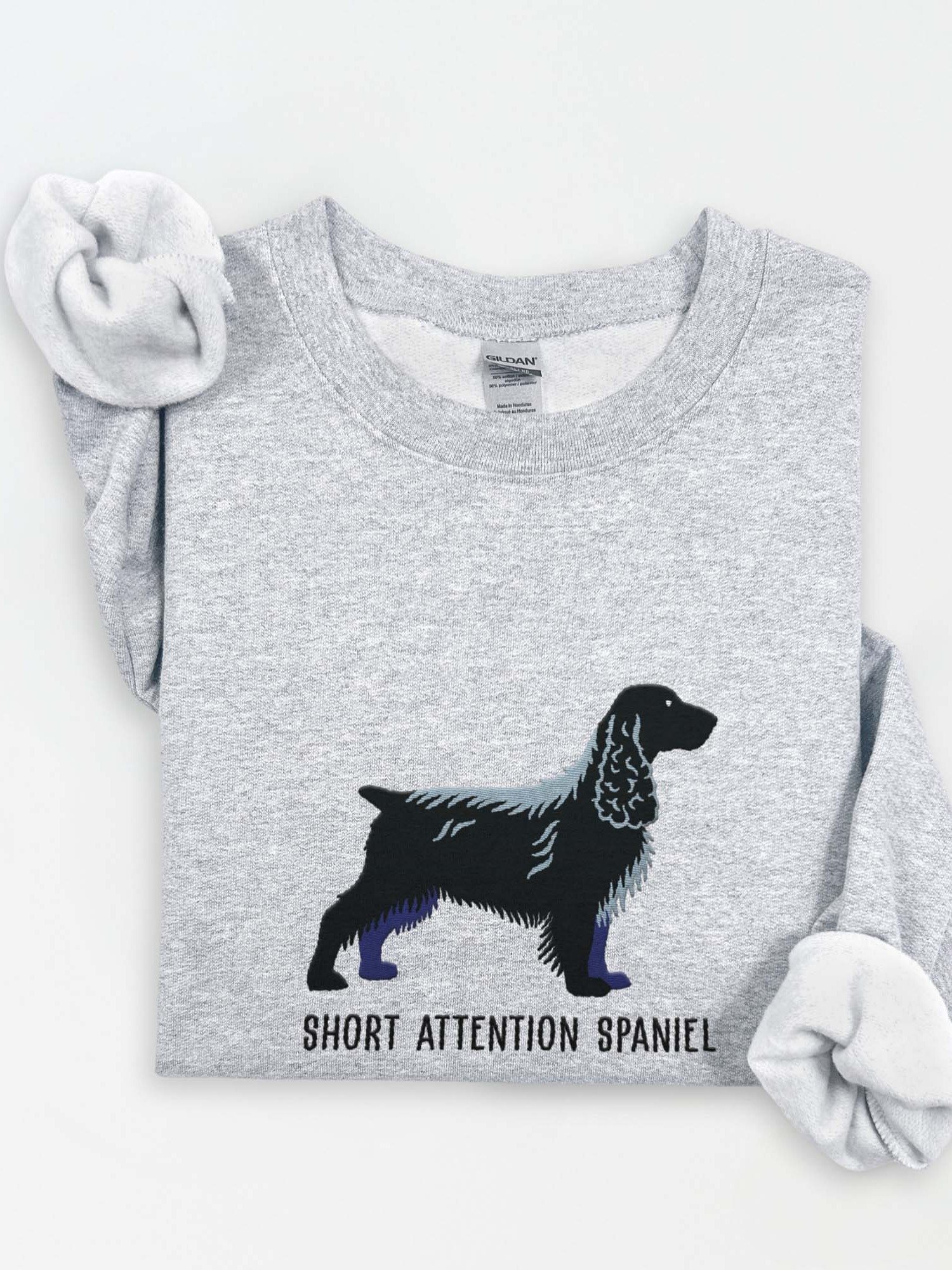 Short Attention Spaniel Sweatshirt (Embroidered) of a Field Spaniel(Black) product image (1)