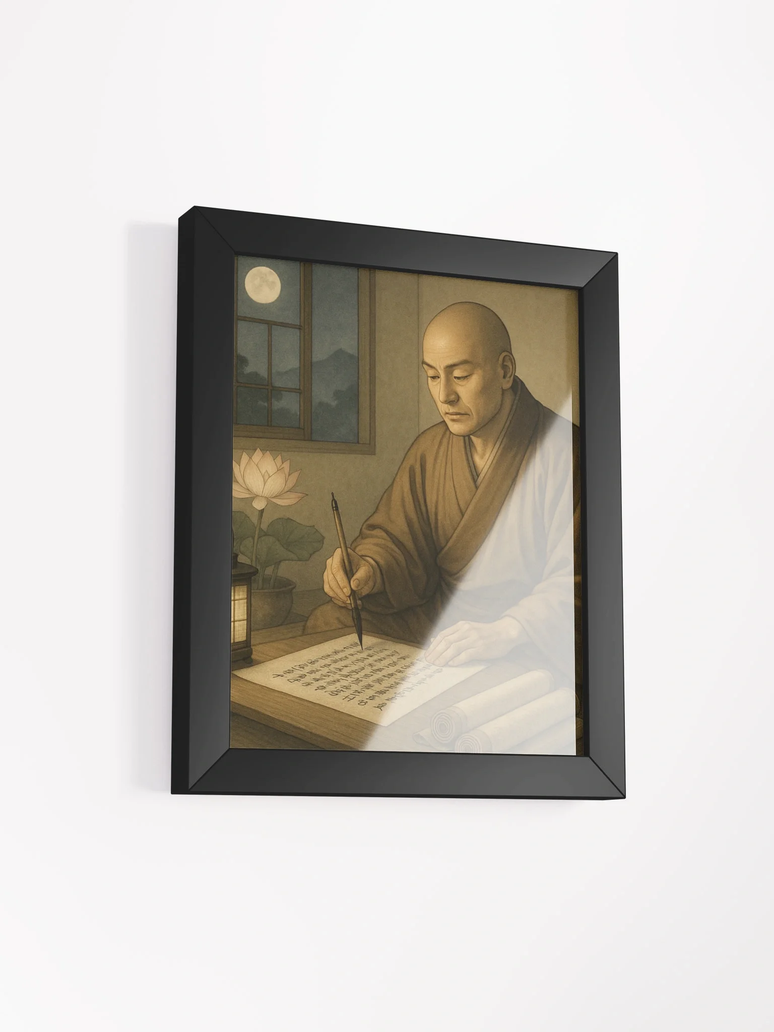 Nichiren Daishonin Writing the Gosho – Framed Matte Poster for Nichiren Buddhism Practitioners product image (2)
