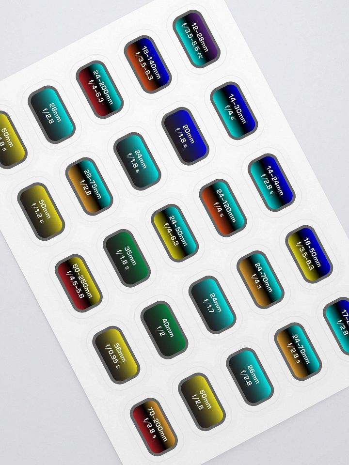Lens ID Sticker Sheet - Nikon Mirrorless (1 of 2) product image (1)