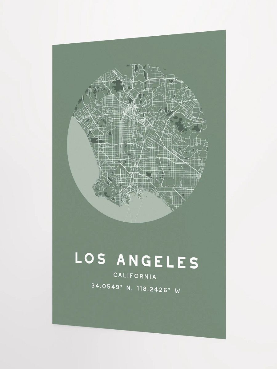 Los Angeles Street Map Poster – Sage Green Minimalist Circular City Art product image (6)
