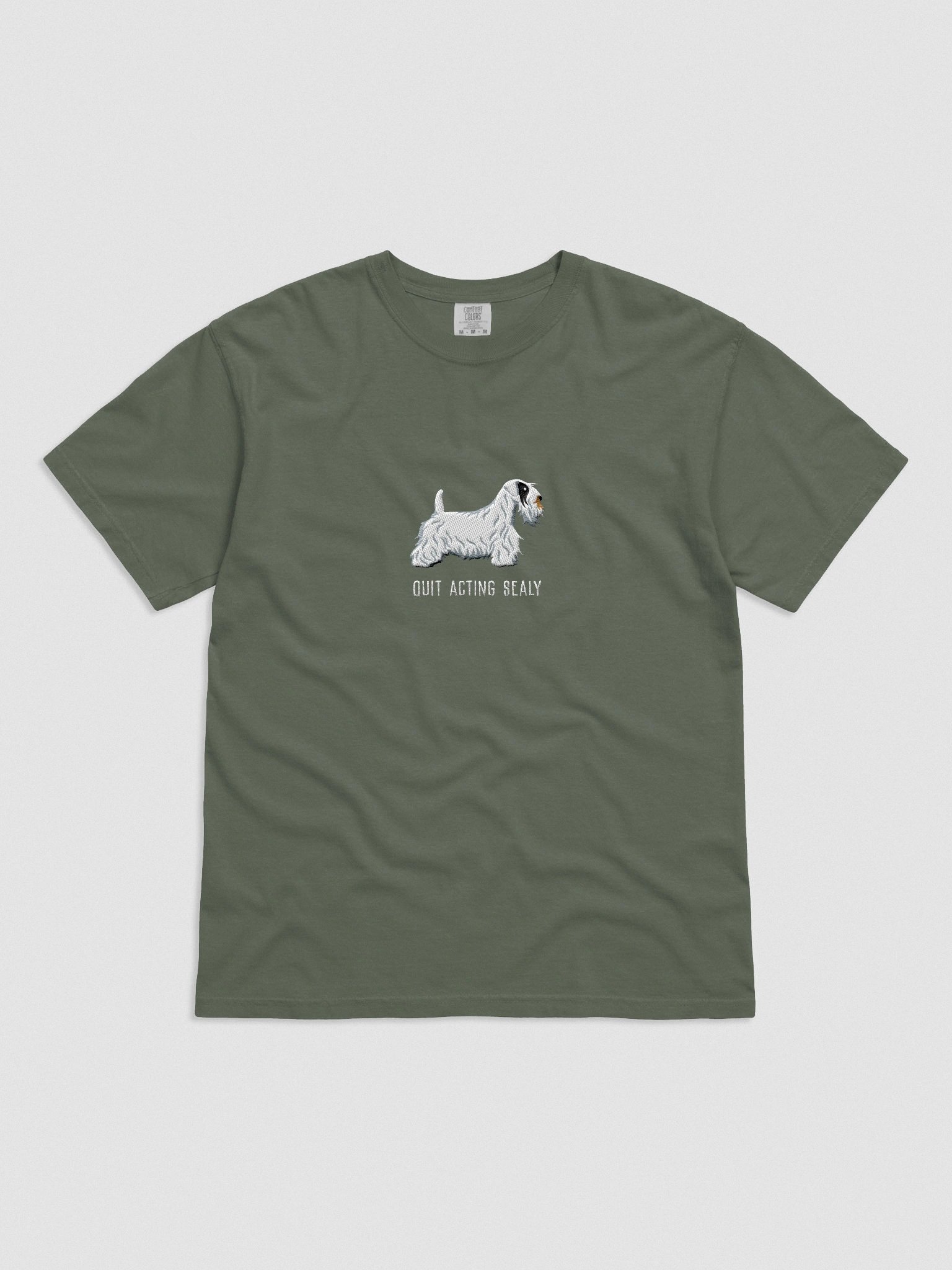 Quit Acting Sealy T-Shirt(Embroidered) of a Sealyham Terrier(Black & White) product image (4)