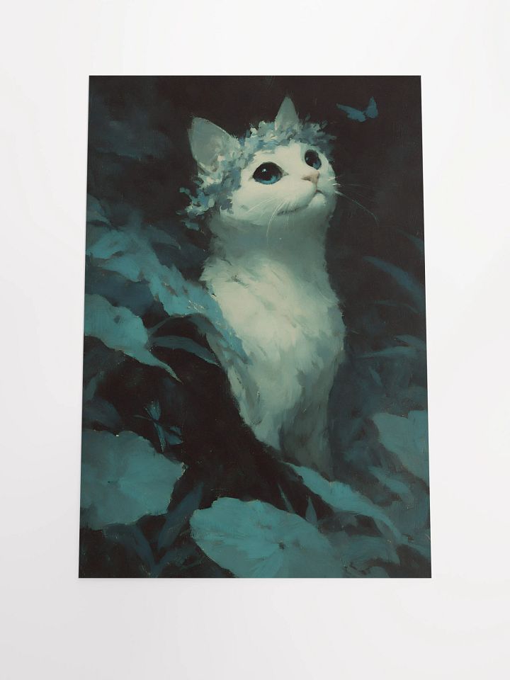 Dreamy Blue Cat and Butterfly Poster product image (2)