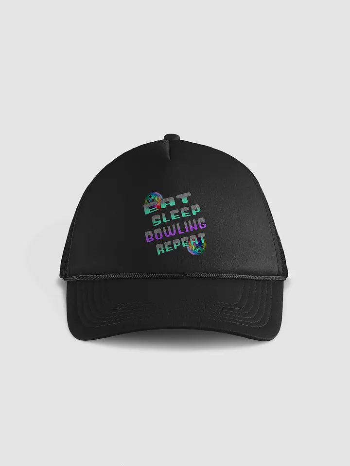 Eat Sleep Bowling Repeat Angle Strike Style Foam Trucker Hat product image (1)