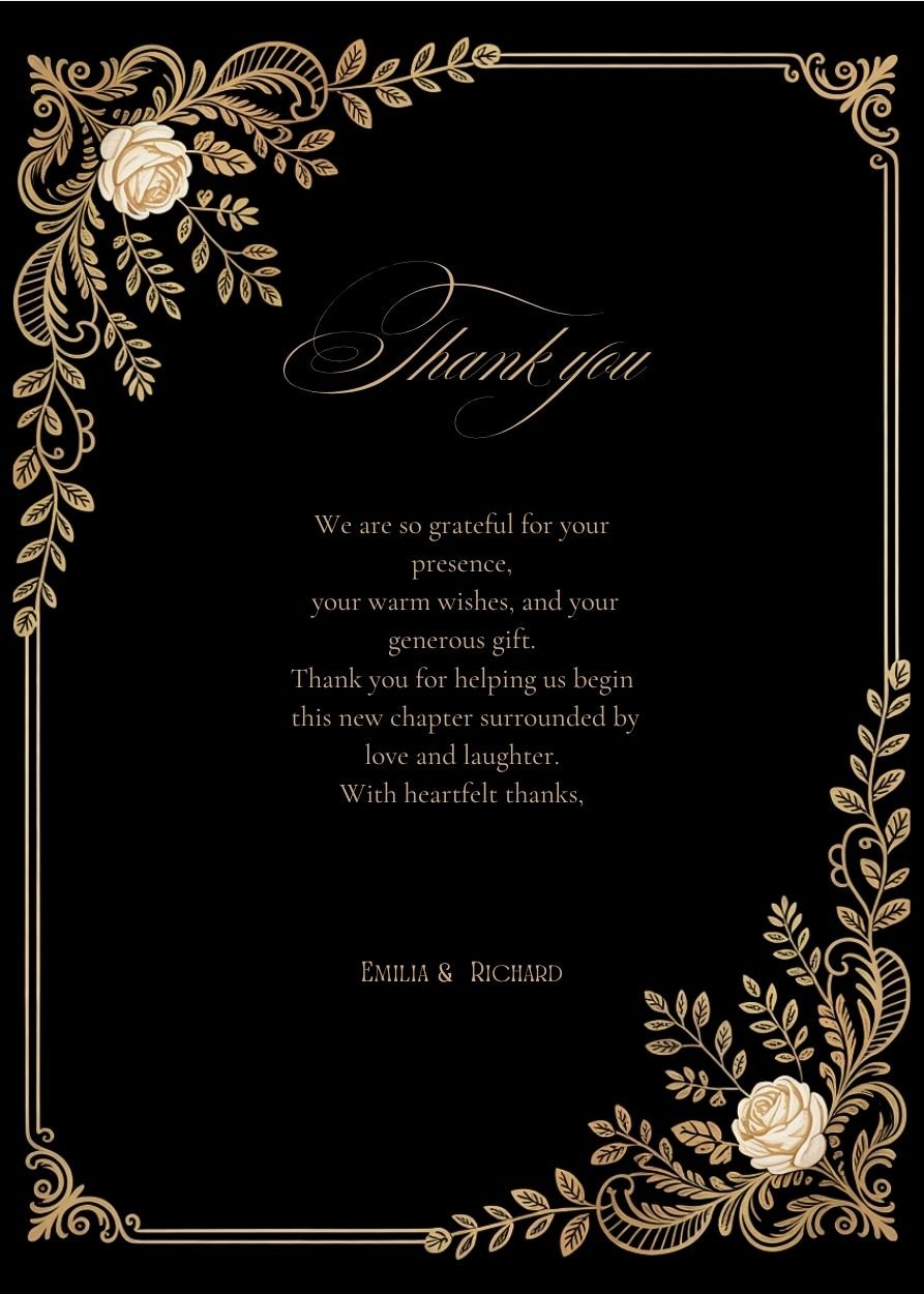 Editable Vintage Wedding Invitations | Edit in Canva | Instant Download Template | Black Gold Floral Rose product image (5)