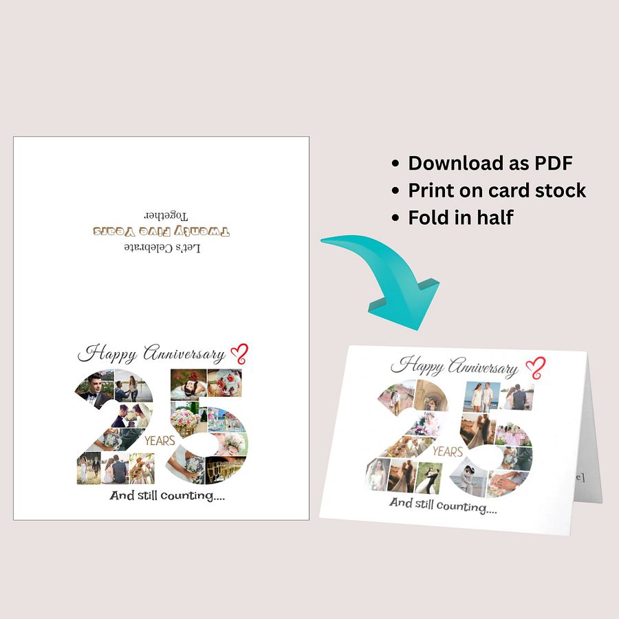 25 Year Anniversary Photo Card Editable Canva Template product image (7)