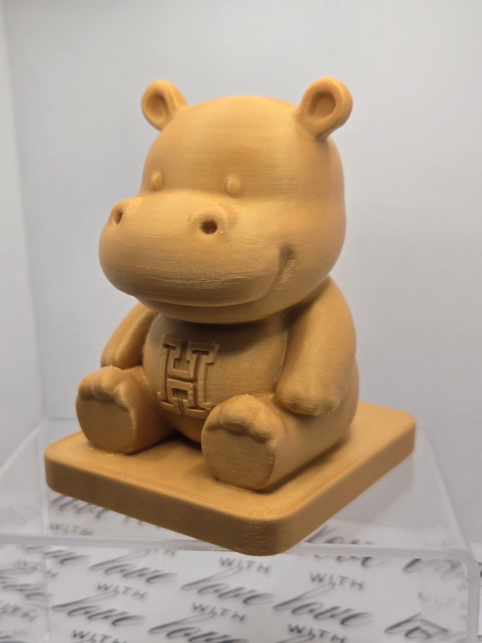 Golden Sitting Hippo — 3D Printed Trophy product image (1)