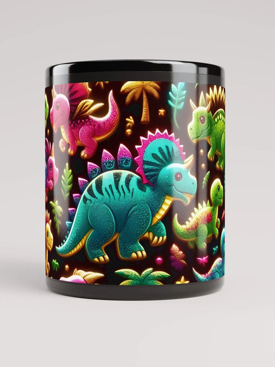 Neon Dino Paradise Black Glossy Mug product image (9)