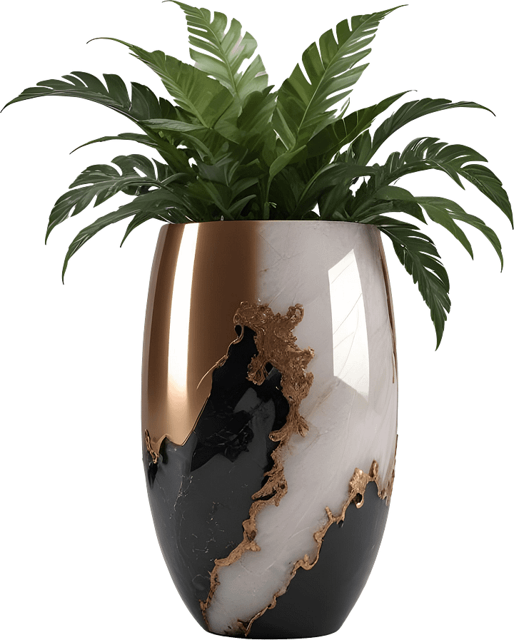 Celestial Aurum – Luxury vase with greenery decor PNG product image (1)