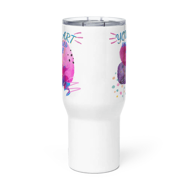 nsulated stainless steal travel mug depicting “your Art inspires us All’. Perfect gift for the Arty person, mom, wife, daughter, friend or colleague who appreciates stylish designs product image (2)