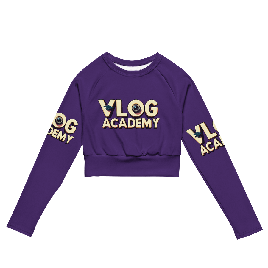 Vlog Academy All-Over Print Recycled Long Sleeve Crop Top product image (2)