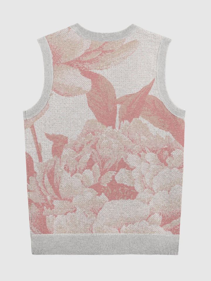 Floral Bliss Coral III Knitted V-Neck Vest product image (2)