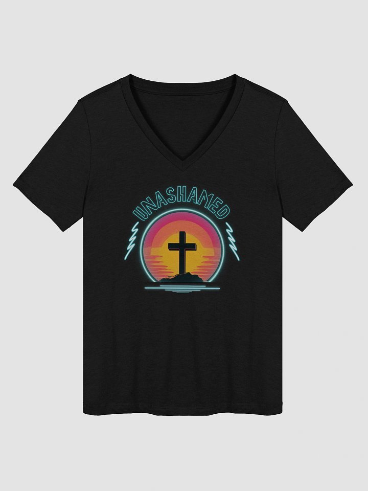 Unashamed Neon Cross Women's V-Neck T-Shirt - Relaxed Bella + Canvas fit product image (1)