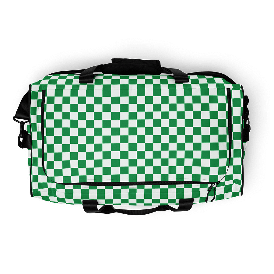 Checkered! Green and White Checkers Duffel Bag product image (8)