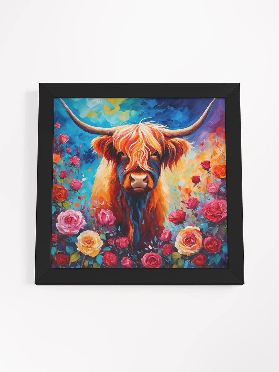 Acrylic Rose Field Highland Cow Framed Print product image (4)