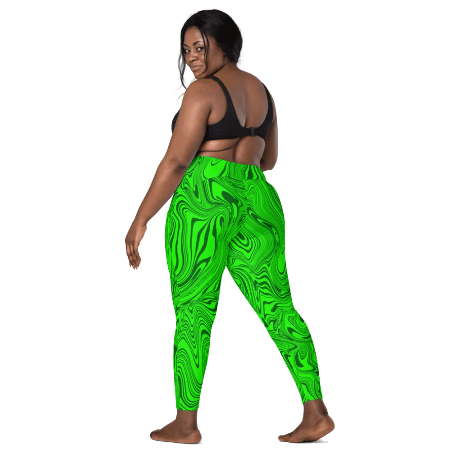 Leggings with Pockets - Abstract Green Swirls product image (8)