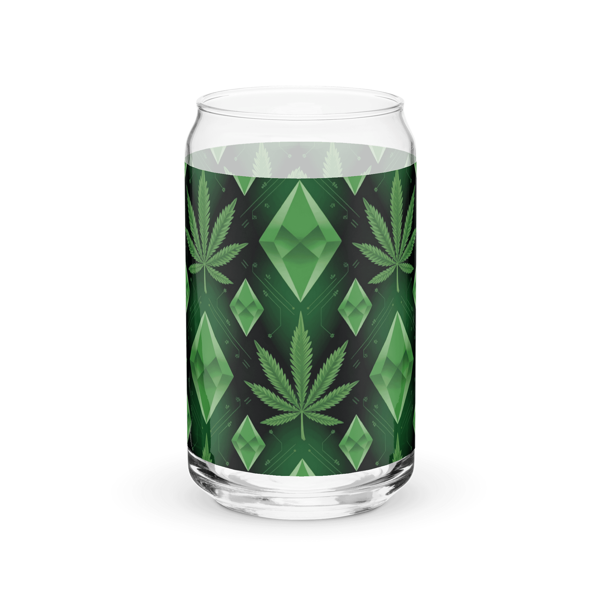 Cannabis & Diamonds Design | 16oz Can-Shaped Glass | A Stylish Twist on Glassware product image (1)