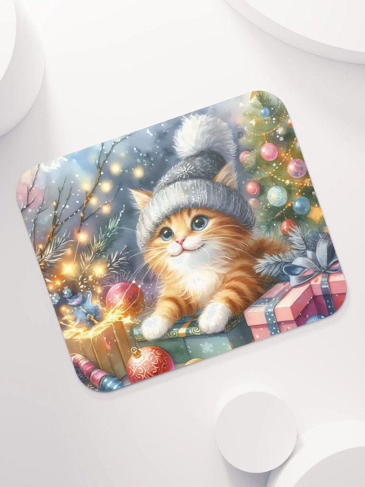 Festive Kitten in a Knit Hat Mause Pad product image (1)