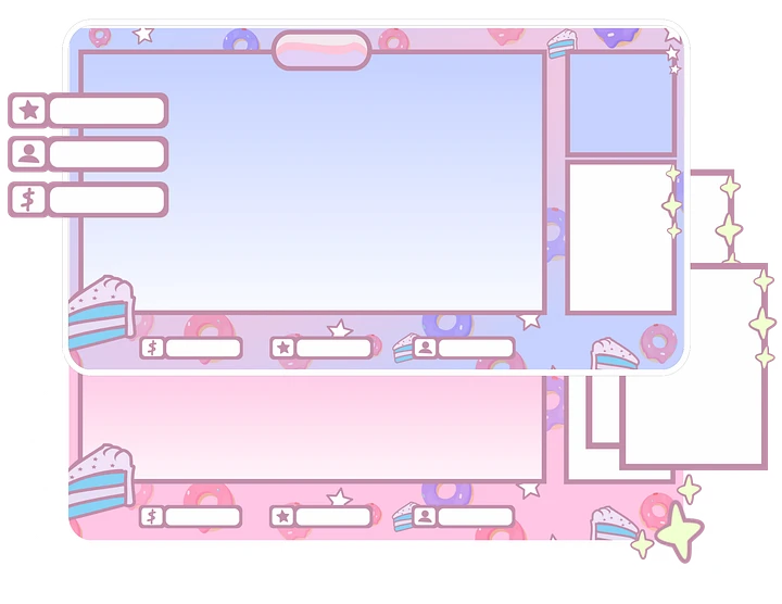 Simple Pink stream OVERLAY Donut, Pink and blue overlay, Donuts twitch overlay, White Chat box, Cute Pink Overlay, Cheap Overlay product image (1)
