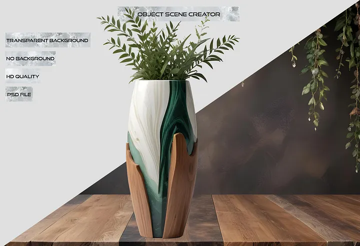 Luxe Botanique – Elegant vase Art Deco PNG product image (2)