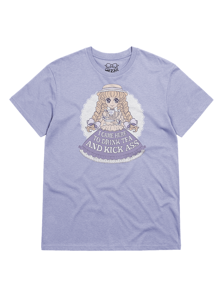 𝑬𝑼⧸𝑼𝑲 I Came Here to Drink Tea & Kick Ass (Country, Lavender) organic cotton t-shirt product image (1)
