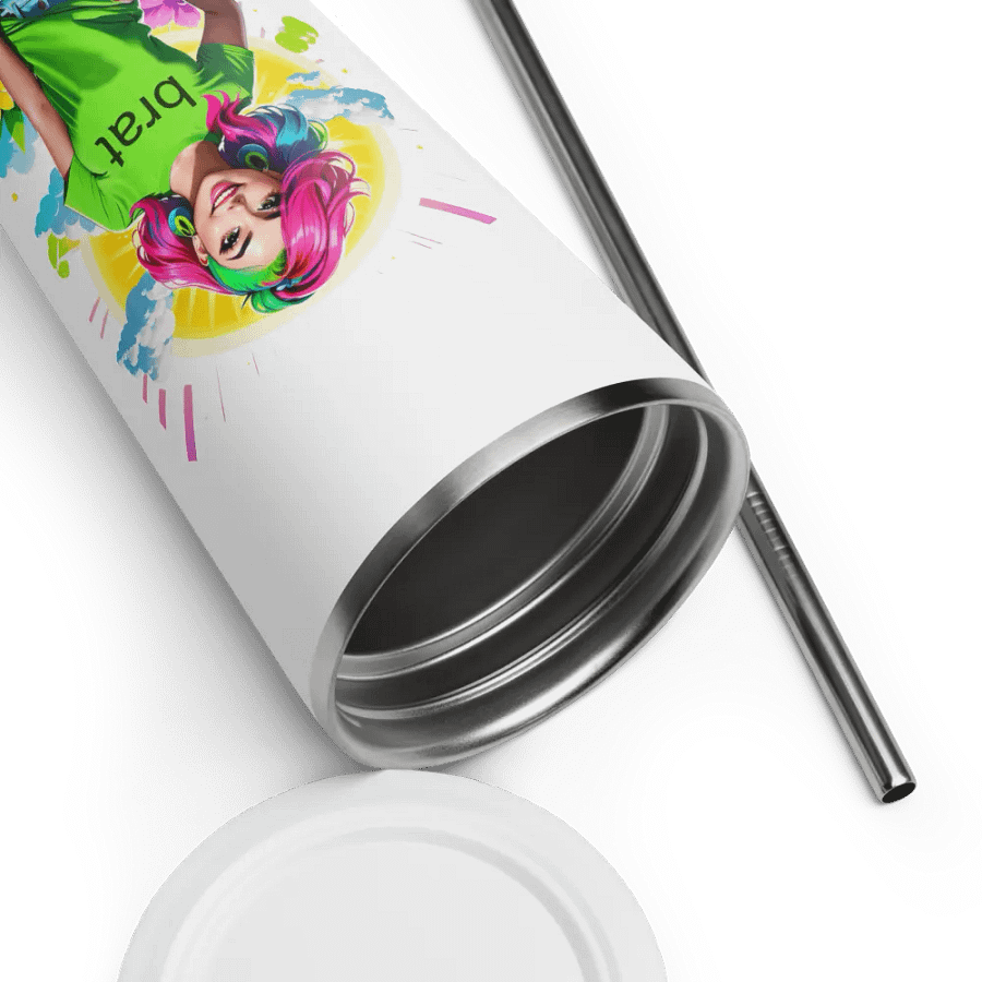 Brat 20 oz Tumbler Cup - White - Insulated Tumbler with a Straw v5 product image (9)