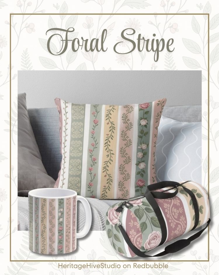 floral stripe vintage grandmacore decor