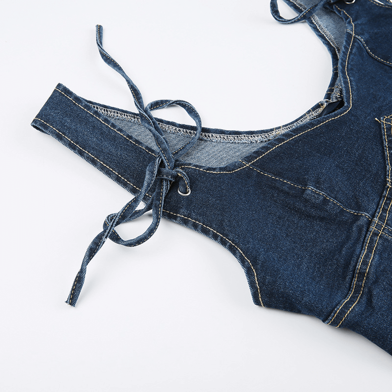 Strap Waistband Denim Corset Vest product image (7)