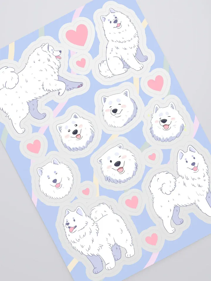Fluffy Samoyed Love Sticker Sheet product image (2)