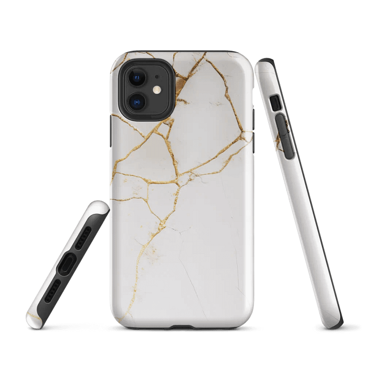 Elegant White & Gold Tough iPhone Case product image (1)