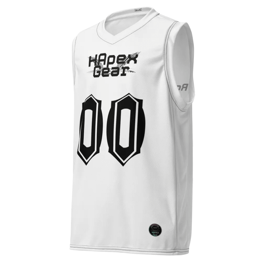 Rover's Morning Glory - White - Recycled Unisex Basketball Jersey - Black HApex Gear Black Logo product image (1)