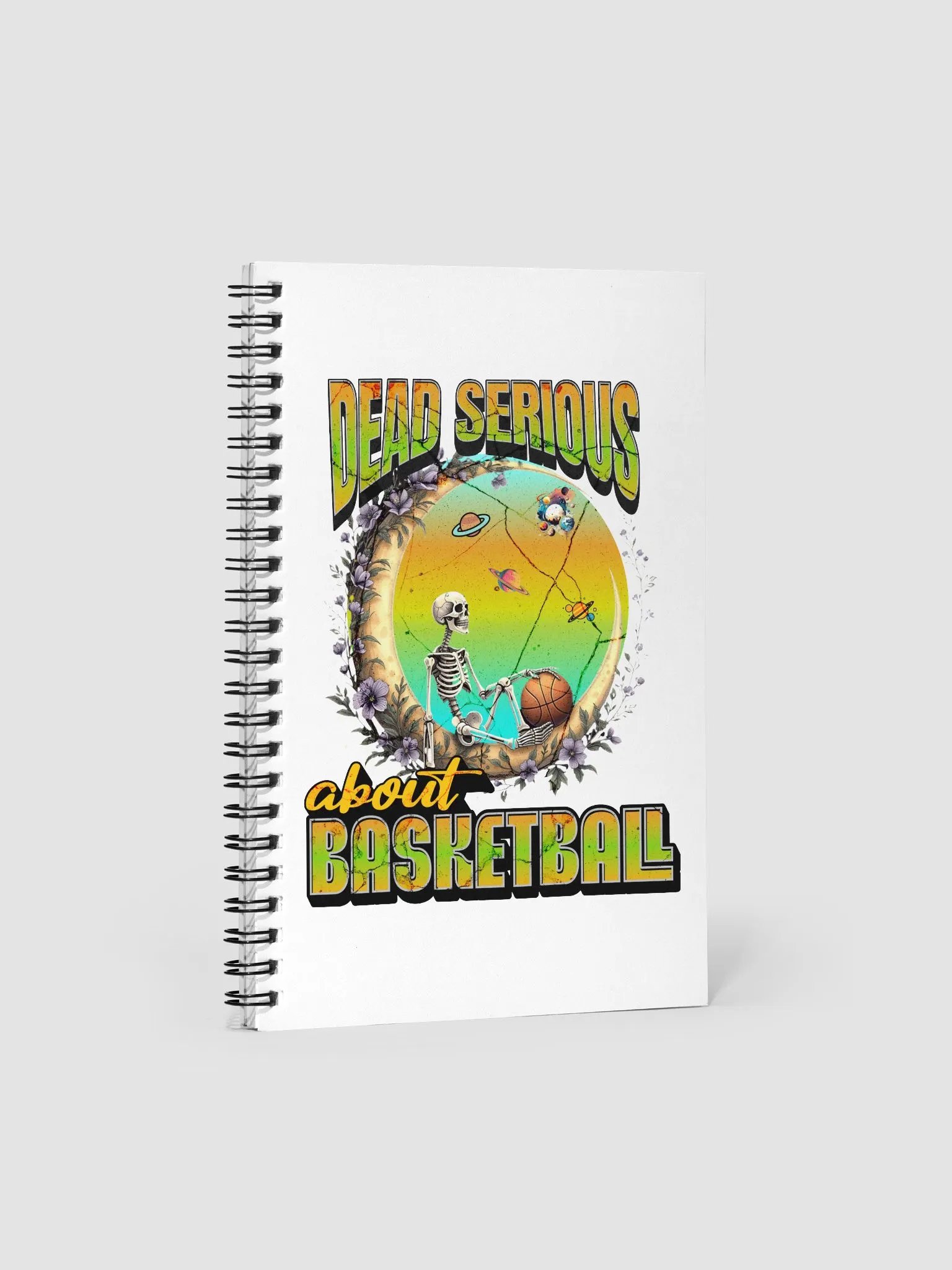 Dead Serious About Basketball Skeleton Celestial Hoops Spiral Notebook product image (1)