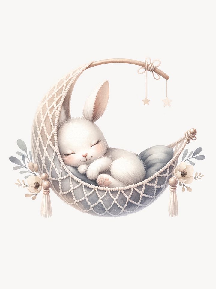 Cute Bunny on a Moon - Clipart product image (1)