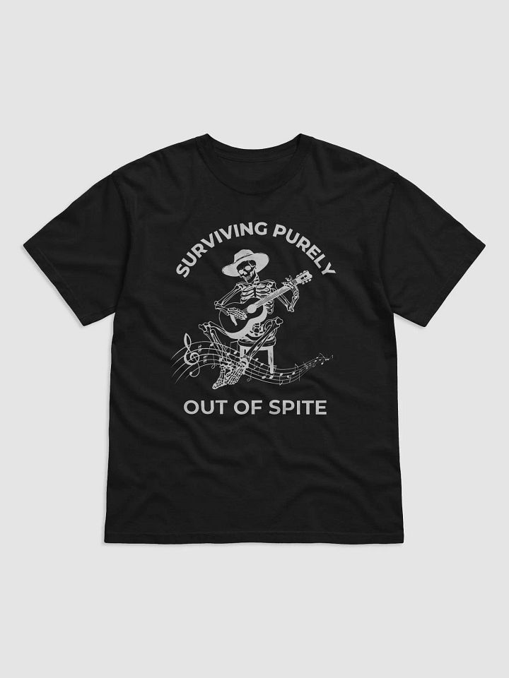 Surviving Purely Out of Spite" Skeleton Guitar T-Shirt – Funny Gothic Western Tee product image (2)