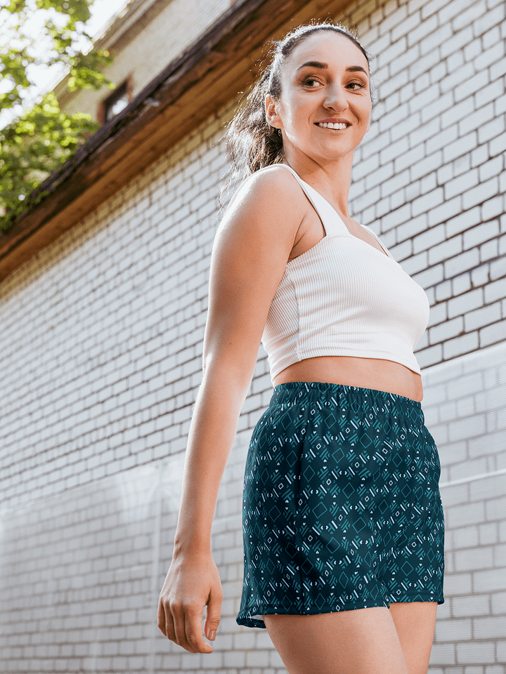 Facet Fantastic Blue Geometric All Over Print Unisex Athletic Short Shorts product image (2)