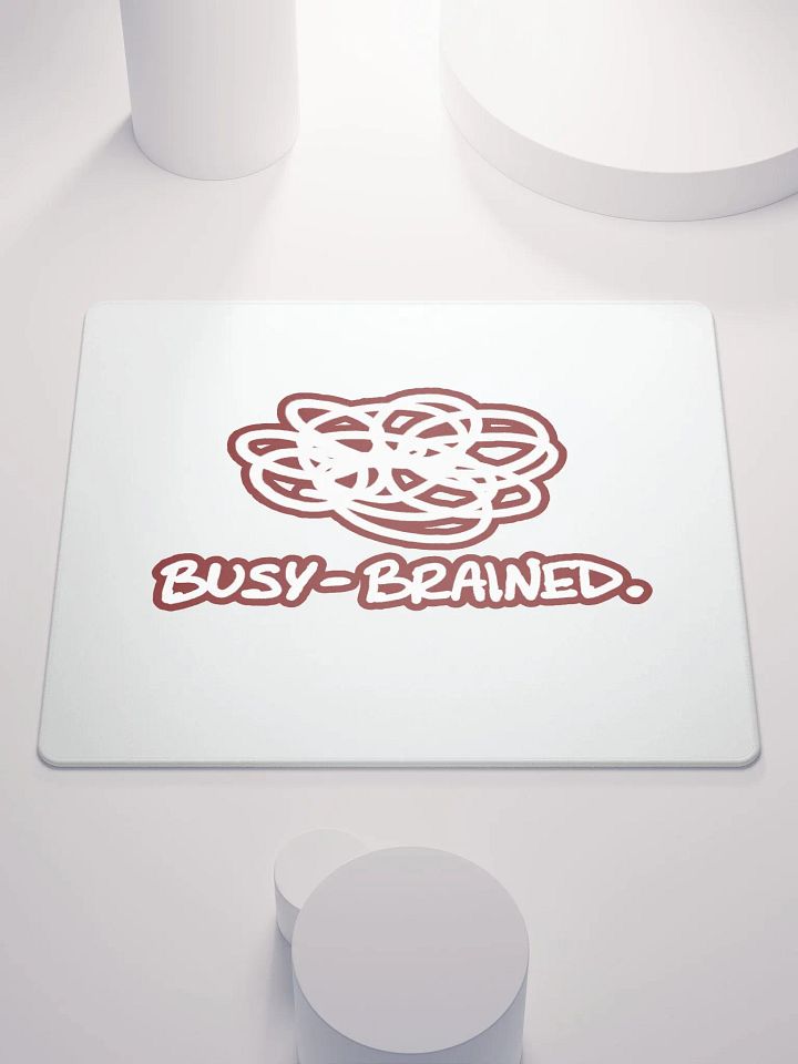 BUSY-BRAINED (lined design, #6D1616) mouse pad product image (1)