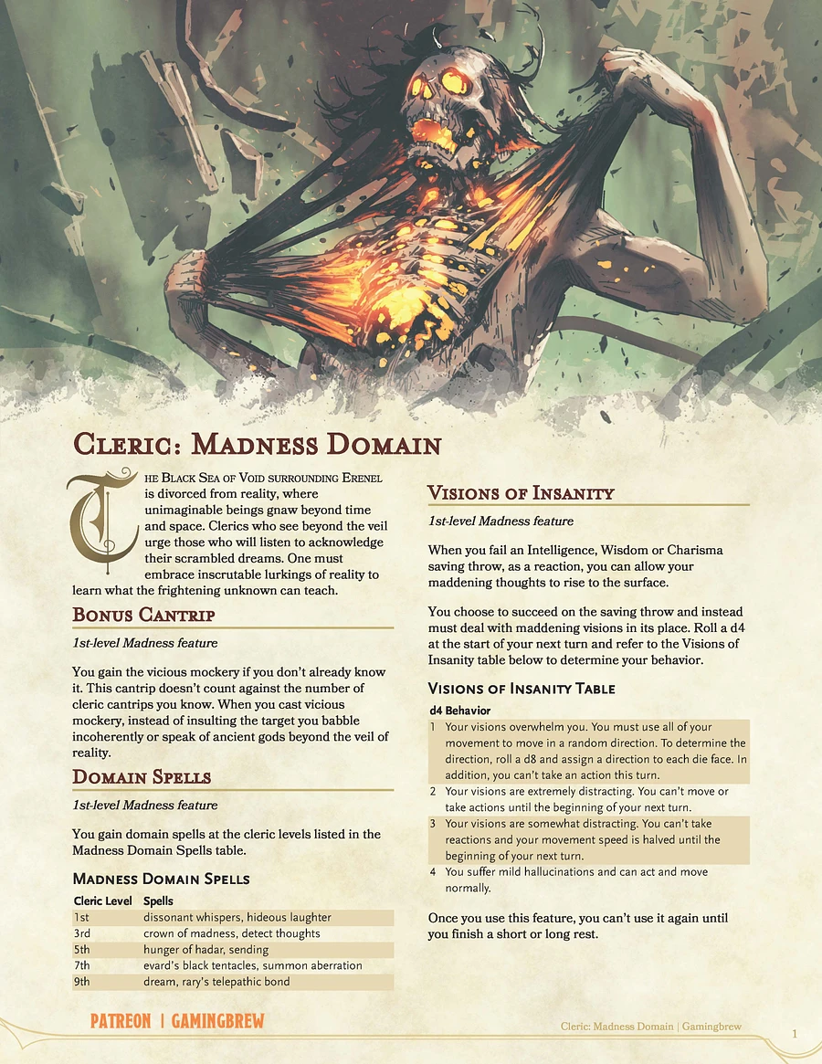 Madness | 5E Cleric Subclass product image (2)