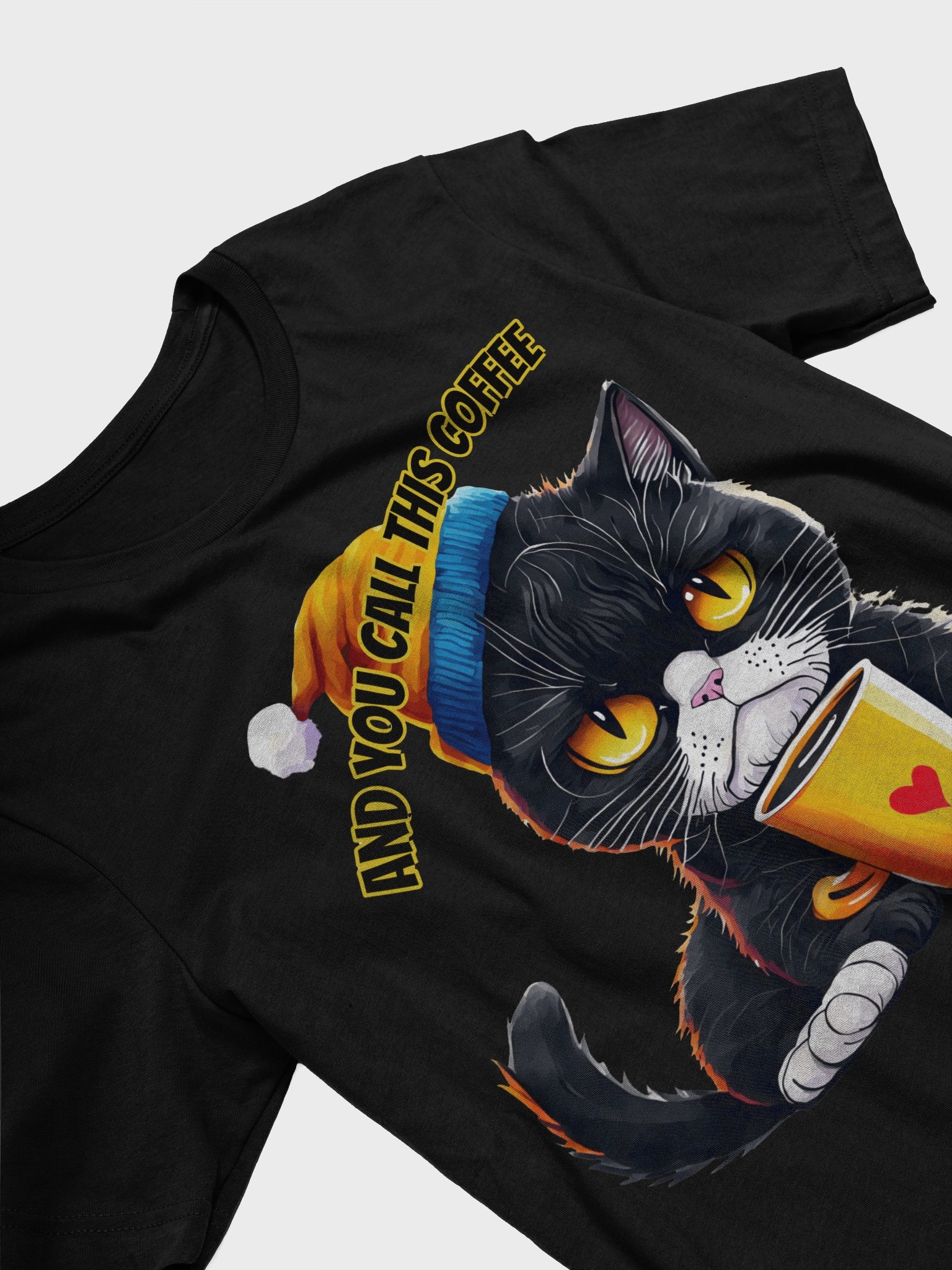 Mad Cat You Call This Coffee Expressive Cat Beanie T-Shirt product image (5)