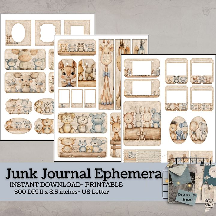Nursery Animals - Printable Ephemera Set 1 V8 product image (1)